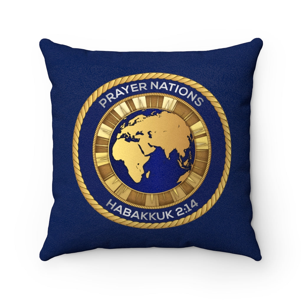 Warrior Notes: Prayer Nations_Habakkuk 2:14 -Faux Suede Square Pillow